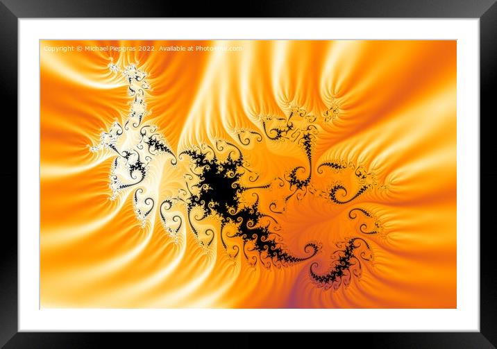 Beautiful zoom into the infinite mathematical mandelbrot set fra Framed Mounted Print by Michael Piepgras