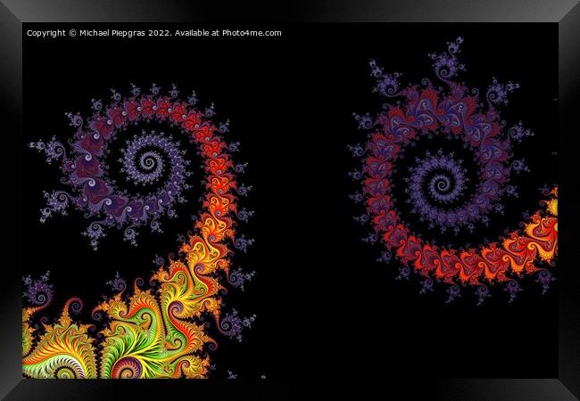 Beautiful zoom into the infinite mathematical mandelbrot set fra Framed Print by Michael Piepgras
