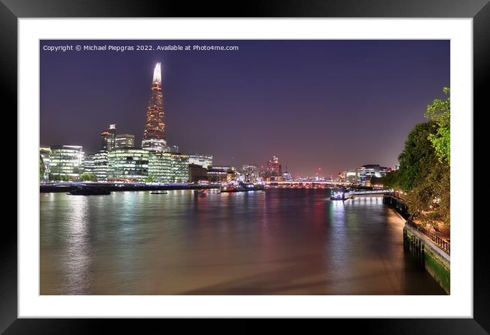 View at the River Thames in the city of London at night Framed Mounted Print by Michael Piepgras