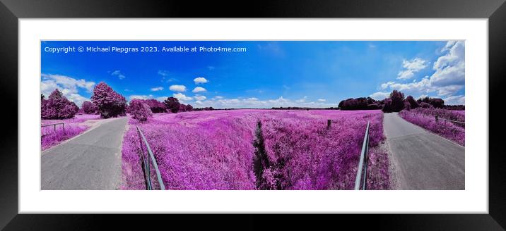 Colorful fantasy landscape in an asian purple infrared photo sty Framed Mounted Print by Michael Piepgras