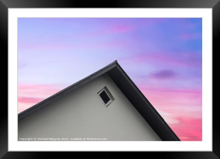 Roof window in velux style with roof tiles - icelandic architect Framed Mounted Print by Michael Piepgras