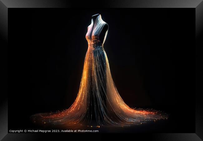 An Elegant Dress Made of Fibre Optic Cables on a Mannequin creat Framed Print by Michael Piepgras