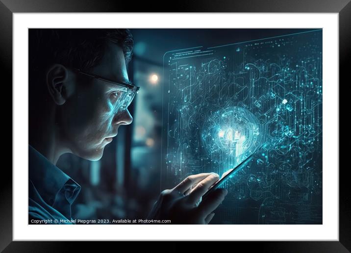 Data science Business and Artificial Intelligence AI Digital Tec Framed Mounted Print by Michael Piepgras