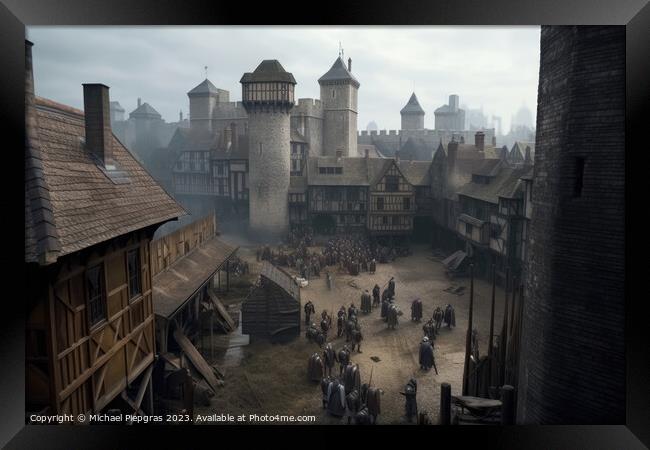 Medieval London dirty look created with generative AI technology Framed Print by Michael Piepgras