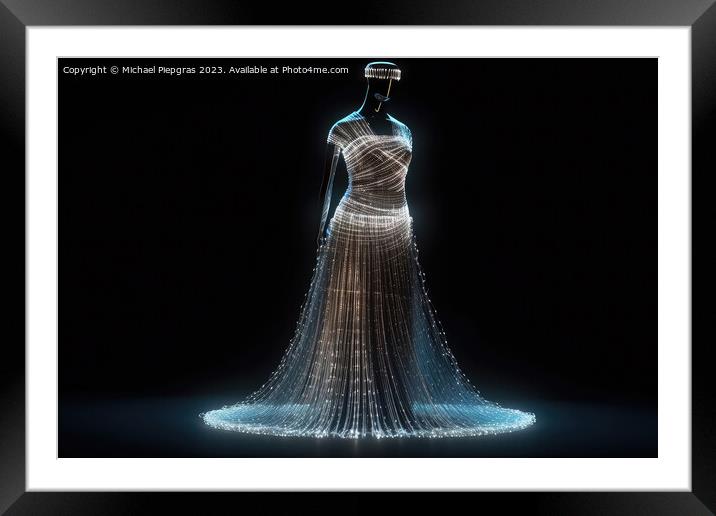 An Elegant Dress Made of Fibre Optic Cables on a Mannequin creat Framed Mounted Print by Michael Piepgras