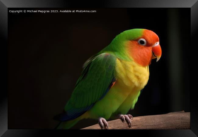 A beautiful lovebird created with generative AI technology. Framed Print by Michael Piepgras