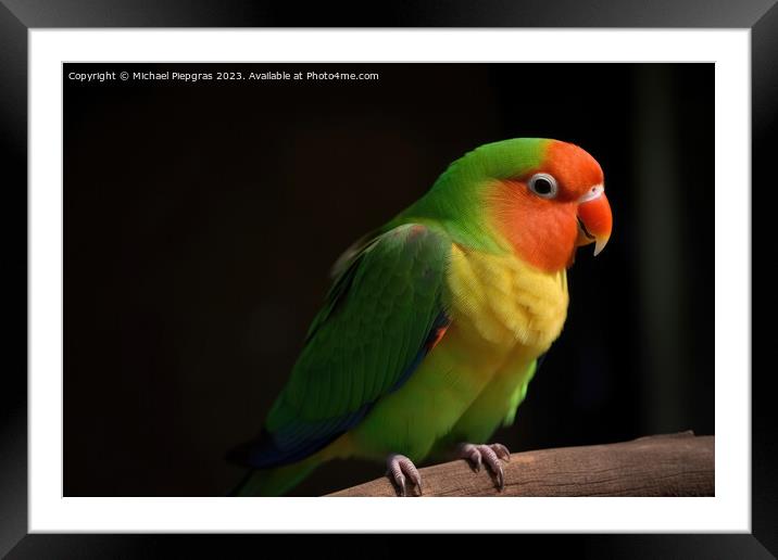 A beautiful lovebird created with generative AI technology. Framed Mounted Print by Michael Piepgras