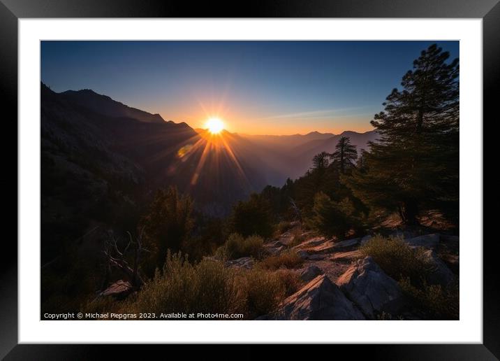 A money shot sunrise in the high mountains created with generati Framed Mounted Print by Michael Piepgras