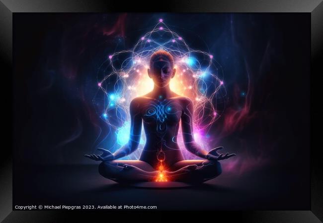 Concept for spiritual meditation of consciousness created with g Framed Print by Michael Piepgras