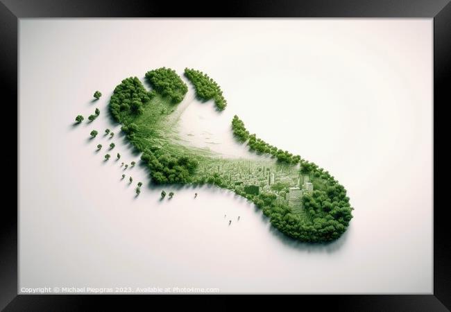 Green future and our cological footprint created with generative Framed Print by Michael Piepgras