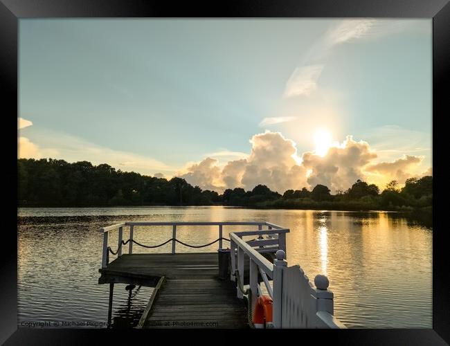 Beautiful landscape at a lake with a reflective water surface Framed Print by Michael Piepgras