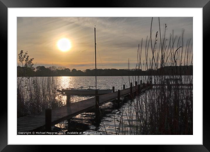 Beautiful sunset landscape at a small lake in northern Europe Framed Mounted Print by Michael Piepgras