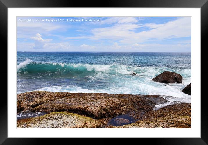 Stunning indian ocean waves at the beaches on the paradise islan Framed Mounted Print by Michael Piepgras