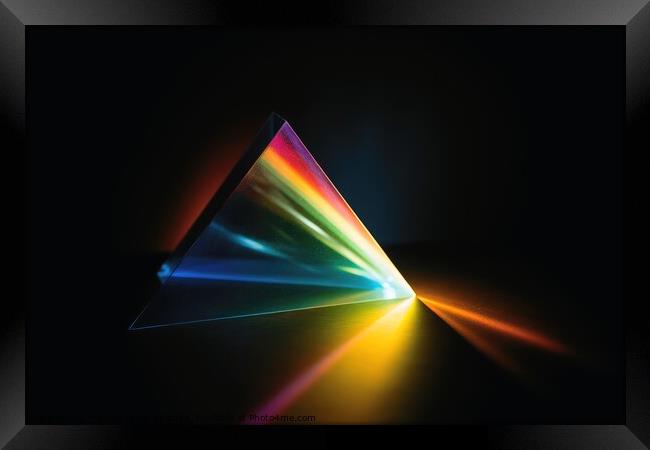 A prism dividing a lightbeam into the spectral colors created wi Framed Print by Michael Piepgras