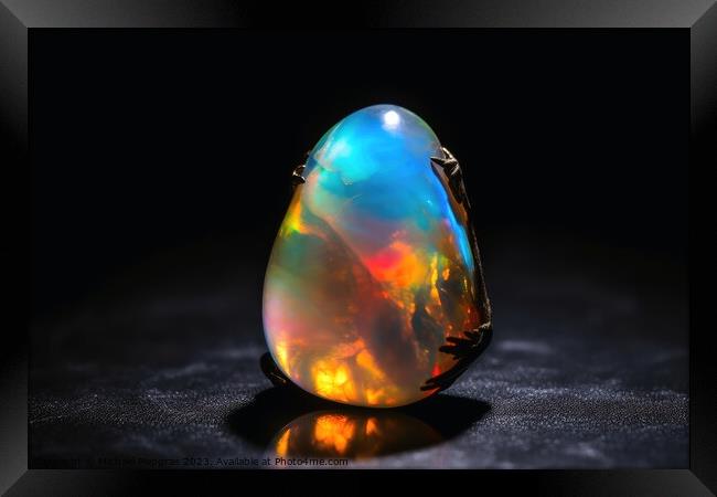 Stunning opal in bright light on a dark background created with  Framed Print by Michael Piepgras