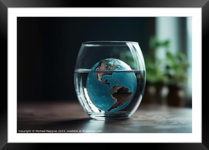 Concept for saving drinking water created with generative AI tec Framed Mounted Print by Michael Piepgras