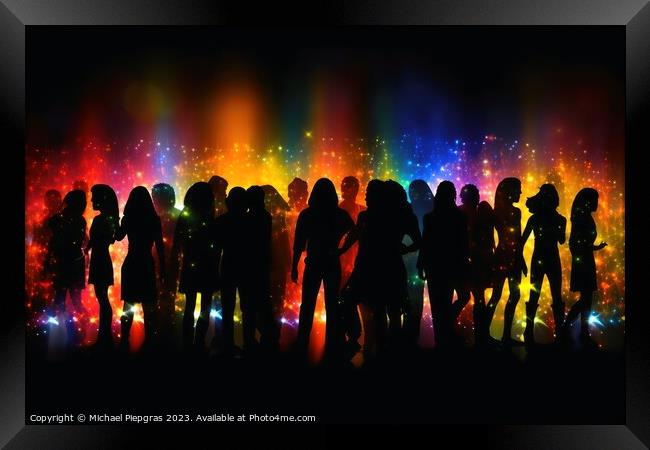 Nightlife in a disco concept created with generative AI technolo Framed Print by Michael Piepgras