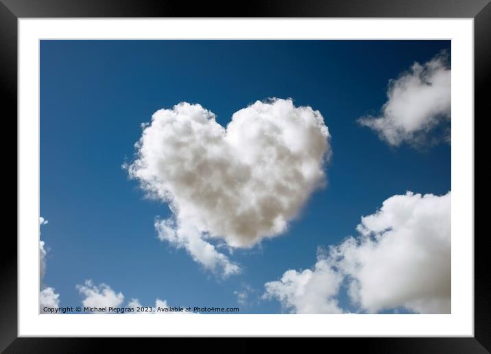 A cloud in heart shape created with generative AI technology. Framed Mounted Print by Michael Piepgras