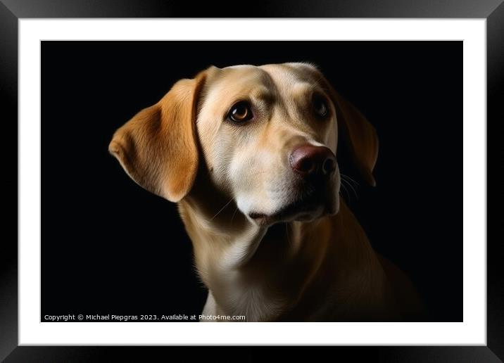 Portrait of a cute labrador dog created with generative AI techn Framed Mounted Print by Michael Piepgras