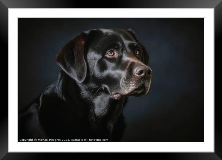 Portrait of a cute labrador dog created with generative AI techn Framed Mounted Print by Michael Piepgras