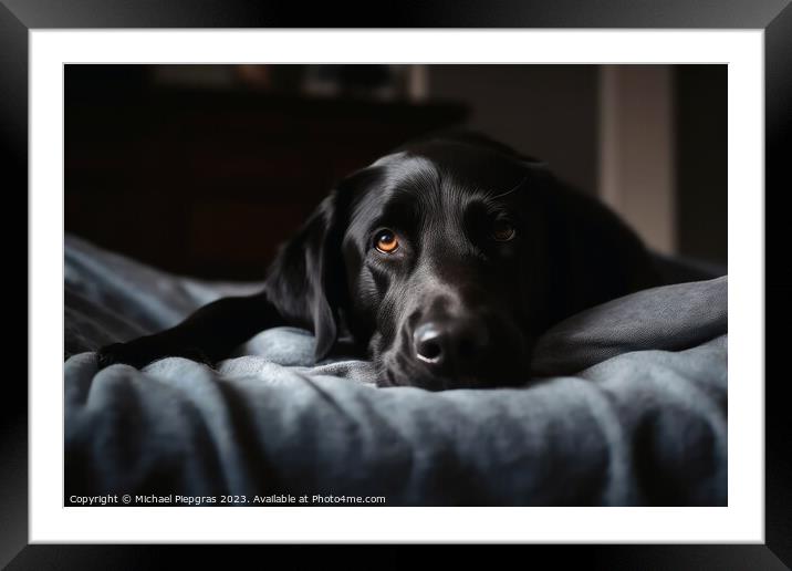 Portrait of a cute labrador dog created with generative AI techn Framed Mounted Print by Michael Piepgras