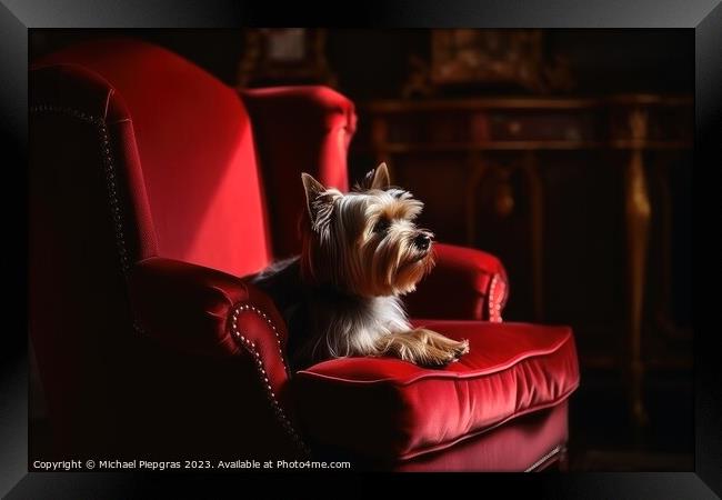 Portrait of a cute yorkshire terrier dog created with generative Framed Print by Michael Piepgras