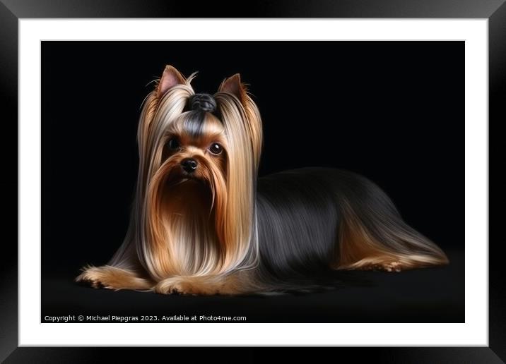 Portrait of a cute yorkshire terrier dog created with generative Framed Mounted Print by Michael Piepgras