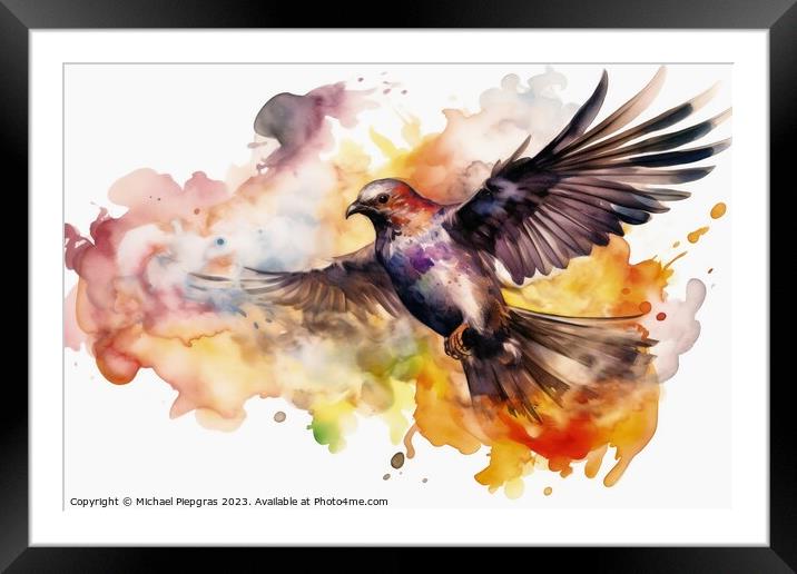 Watercolor painted swallow bird on a white background. Framed Mounted Print by Michael Piepgras