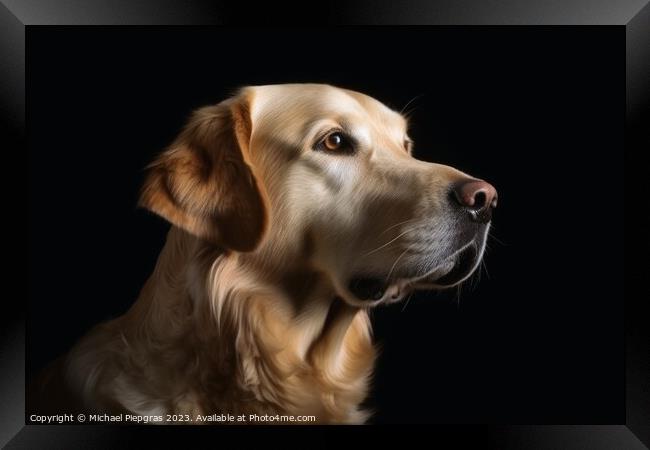 Portrait of a cute golden retriever dog created with generative  Framed Print by Michael Piepgras