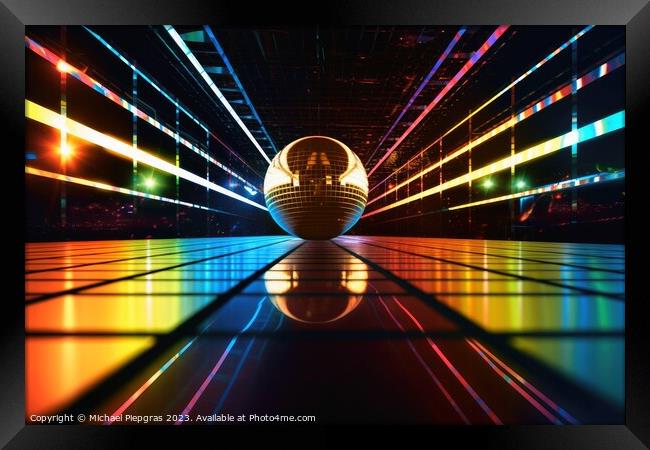 Nightlife disco ball concept created with generative AI technolo Framed Print by Michael Piepgras