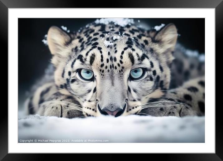 A close up portrait of mesmerizing leopard photography created w Framed Mounted Print by Michael Piepgras