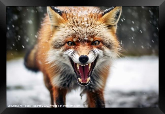 Close up portrait of and angry animal created with generative AI Framed Print by Michael Piepgras