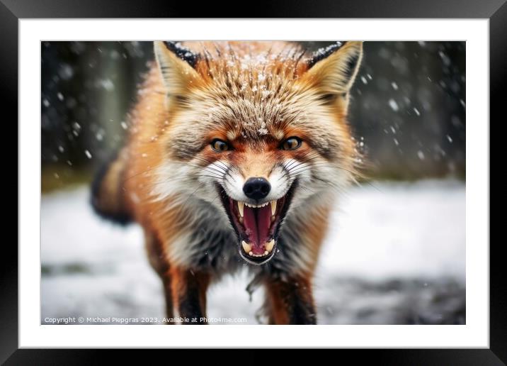 Close up portrait of and angry animal created with generative AI Framed Mounted Print by Michael Piepgras