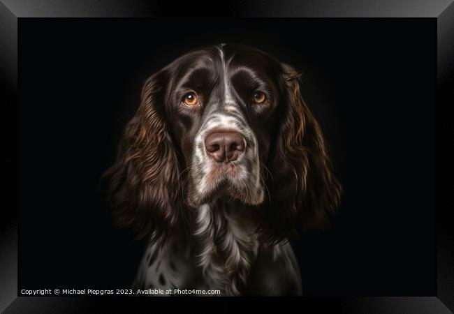 Portrait of a cute english cocker spaniel dog created with gener Framed Print by Michael Piepgras