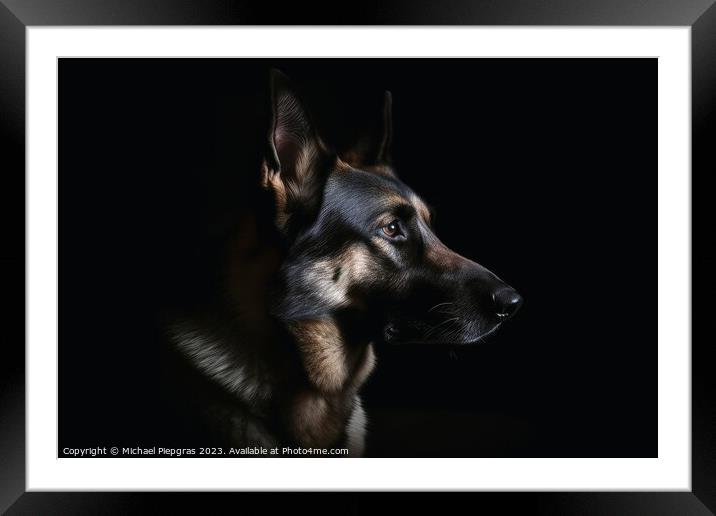Portrait of a cute german shepherd dog created with generative A Framed Mounted Print by Michael Piepgras