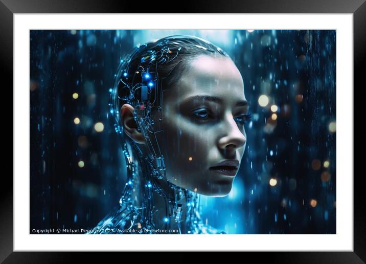 Science fiction portrait of a woman created with generative AI t Framed Mounted Print by Michael Piepgras