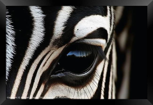 Close up portrait of mesmerizing Zebra photography created with  Framed Print by Michael Piepgras