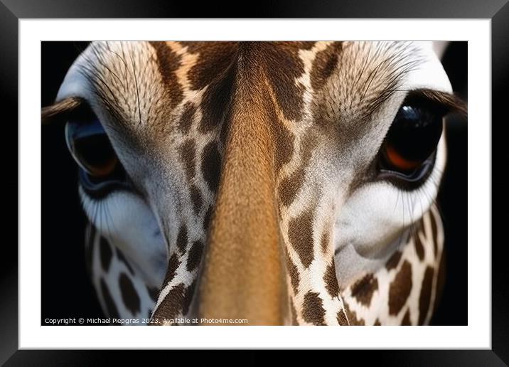 A close up portrait of mesmerizing giraffe photography created w Framed Mounted Print by Michael Piepgras