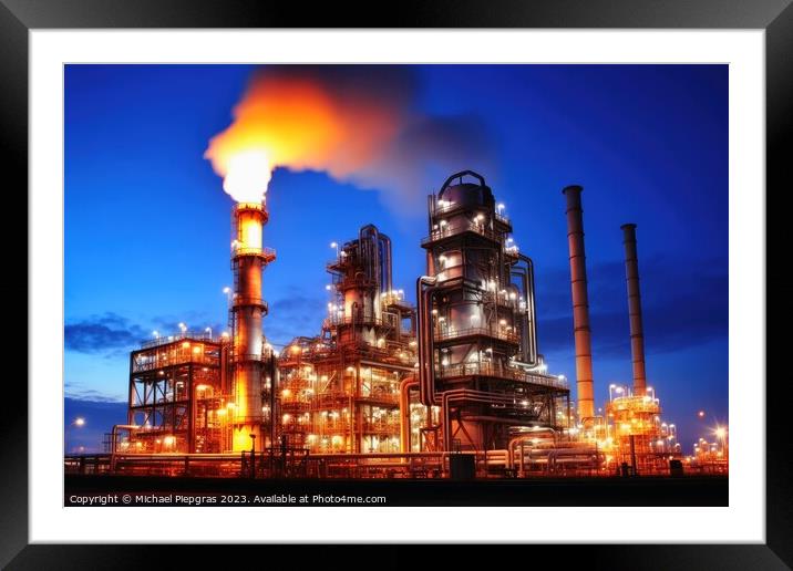 Petrochemical engineering industry created with generative AI te Framed Mounted Print by Michael Piepgras