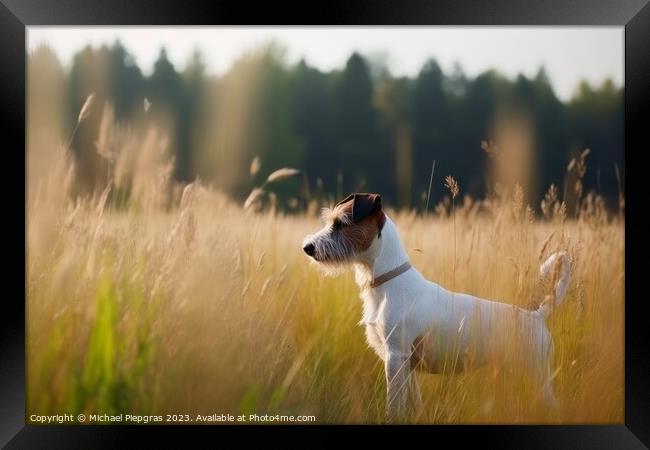 Portrait of a cute Jack Russel terrier do created with generativ Framed Print by Michael Piepgras