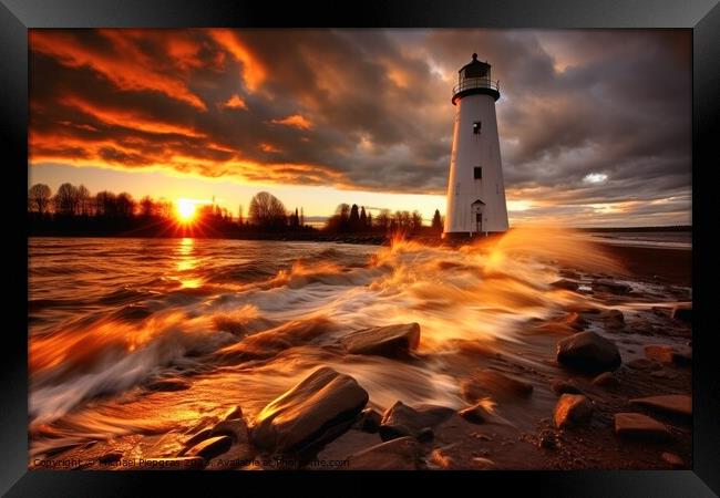 A beautiful shot of a lighthouse on a coastline. Framed Print by Michael Piepgras