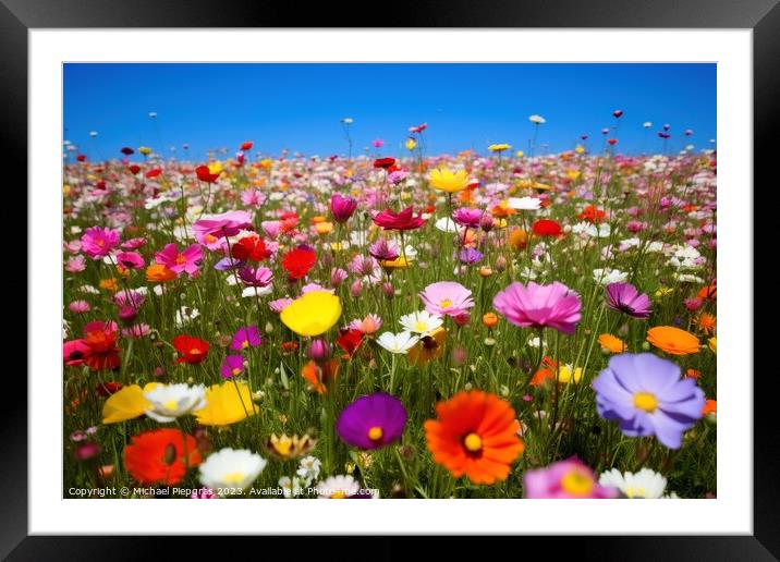 A meadow with lots of colorful flowers on it. Framed Mounted Print by Michael Piepgras
