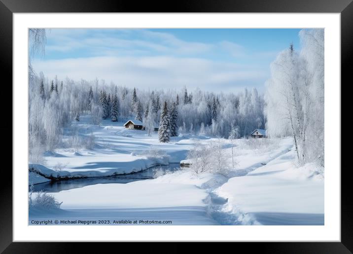 A nordic landscape in winter. Framed Mounted Print by Michael Piepgras