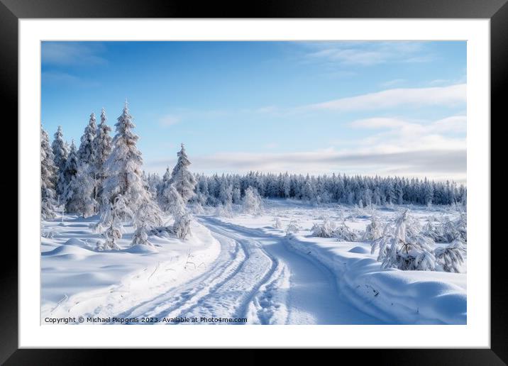 A nordic landscape in winter. Framed Mounted Print by Michael Piepgras