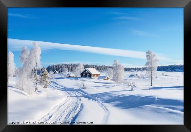 A nordic landscape in winter. Framed Print by Michael Piepgras