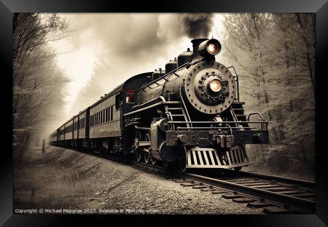 An old steam locomotive with lots of steam and smoke. Framed Print by Michael Piepgras