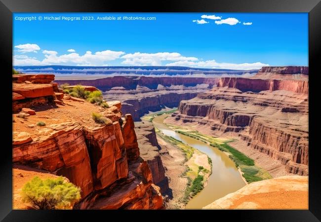 Stunning view into a landscape looking like the Grand Canyon. Framed Print by Michael Piepgras