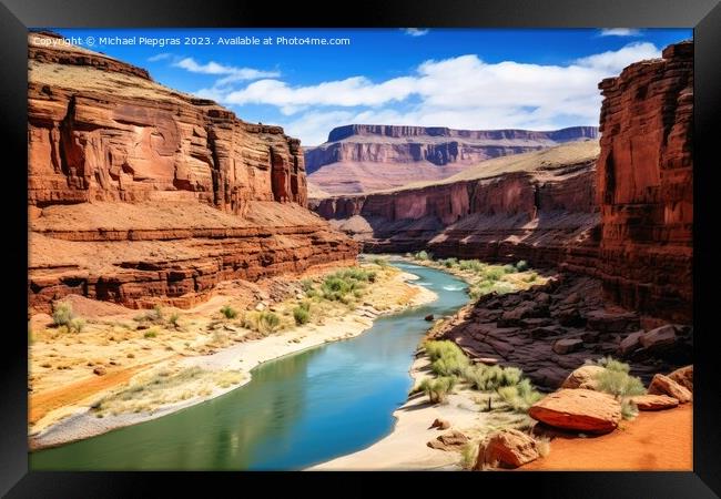 Stunning view into a landscape looking like the Grand Canyon. Framed Print by Michael Piepgras
