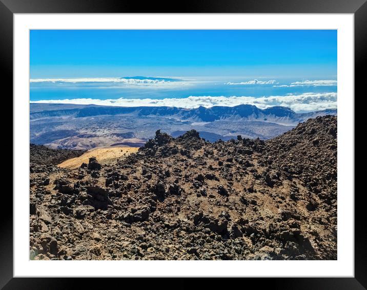 View of the mountain landscape of Mount Teide on the Canary Isla Framed Mounted Print by Michael Piepgras