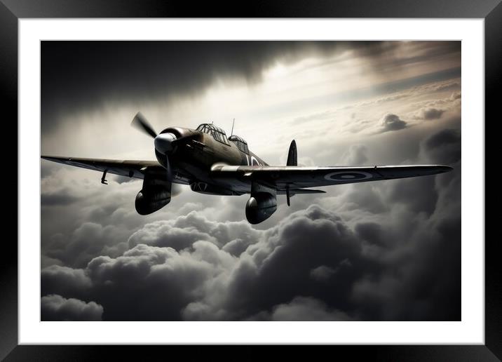 A second world war plane in the dramatic sky. Framed Mounted Print by Michael Piepgras